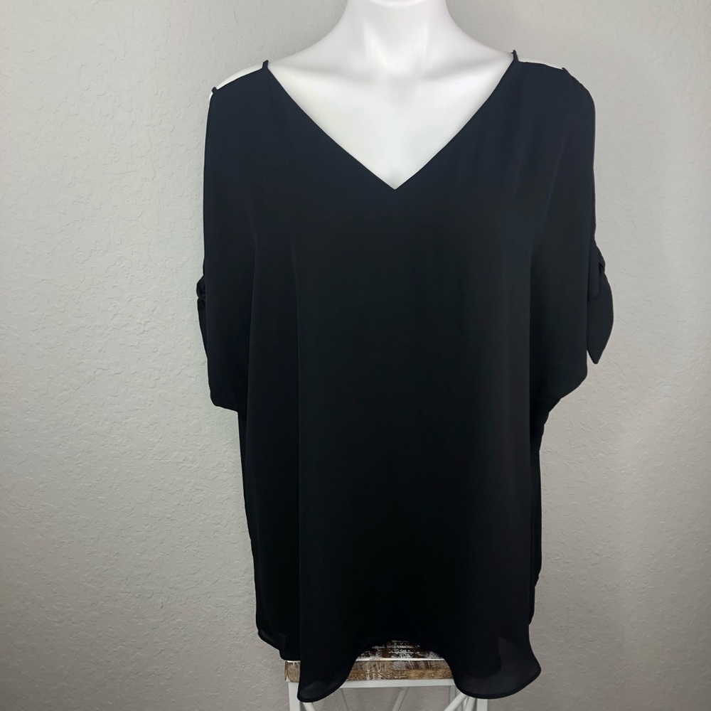 Plus Size Black V Neck Blouse